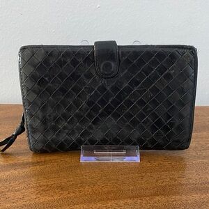 Bottega Veneta Intrecciato Black Leather Continental Wallet